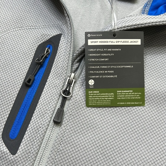 EDDIE BAUER EB245 WOMEN’S SPORT HOODED FULL ZIP FLEECE JACKET NWT SZ L - Picture 7 of 9